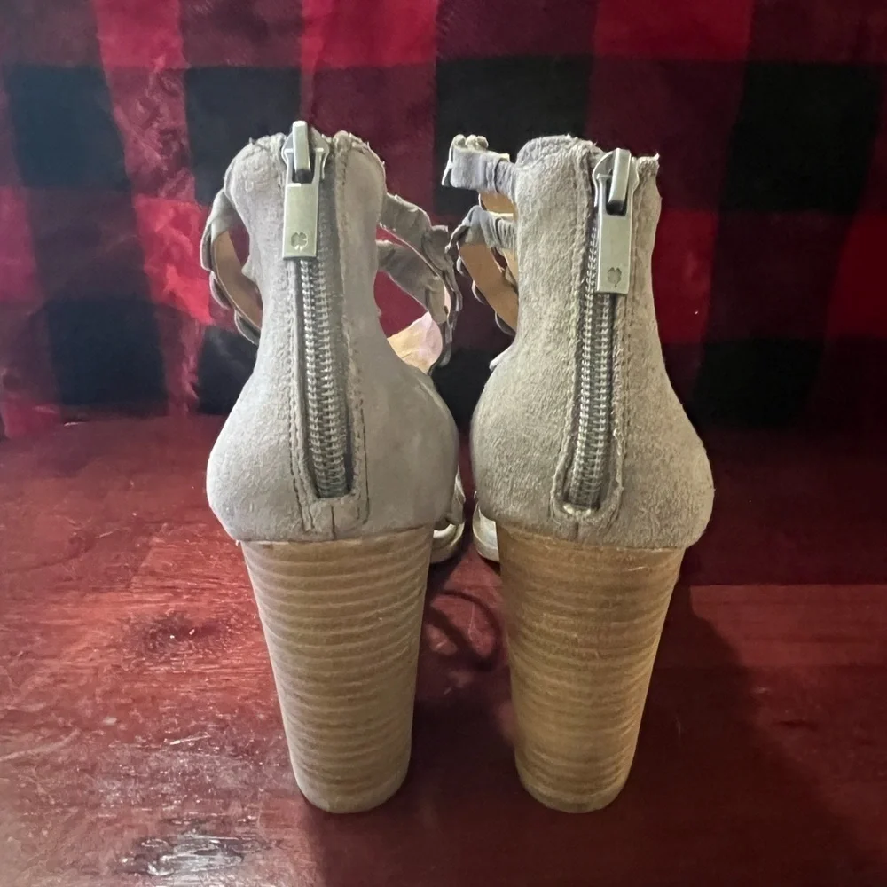 Lucky Brand LP Lameer Gray & Tan Platform Sandals, Size 8.5M